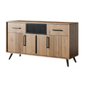 **Technische Titel in het Nederlands: Modulaire Houten Dressoir met Zwarte Accenten**