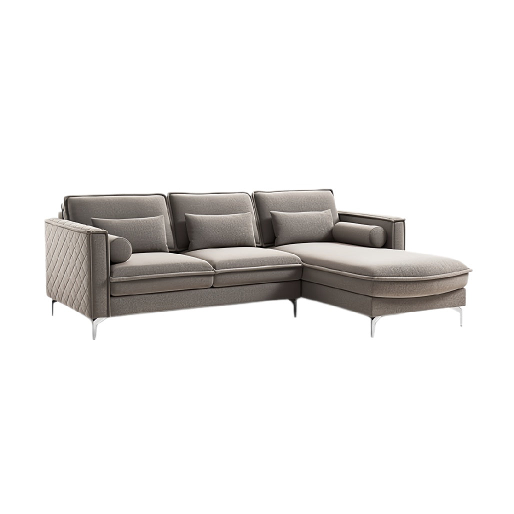 **Moderne loungebank met chaise longue in grijze stof**