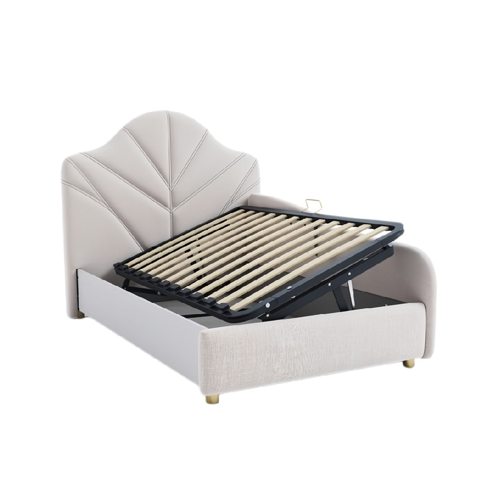 **Technische titel in het Nederlands: Moderne opklapbed met gestoffeerde hoofdeinde**
